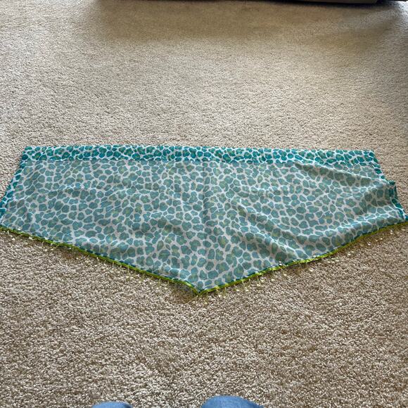 Y2K Green & White Leopard Print Single Panel Valance Curtain - Picture 2 of 3